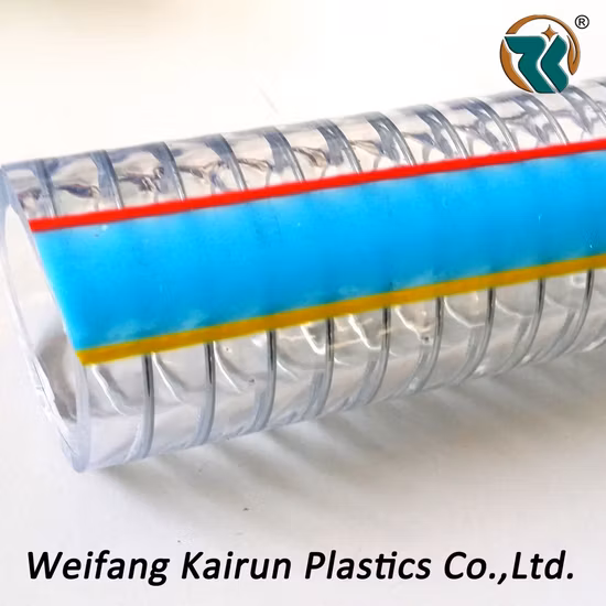 Manguera de tubo de combustible de agua reforzada con alambre de acero en espiral de resorte de PVC Flexible Industrial para transporte de descarga de succión de polvo de aceite de agua